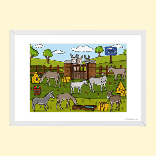 Donkey Limited Edition Framed Fine Art Print by Selina-Jayne in White Frame - At the Donkey Sanctuary Giclée Wall Art