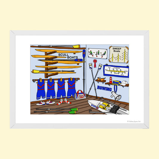 Rowing Limited Edition Framed Fine Art Print by Selina-Jayne in White Frame - Inside the Boathouse Giclée Wall Art