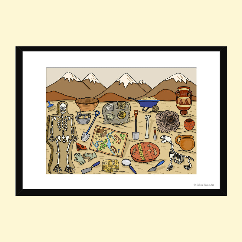 Archaeology Limited Edition Framed Fine Art Print by Selina-Jayne in Black Frame - Archaeologists at Work Giclée Wall Art