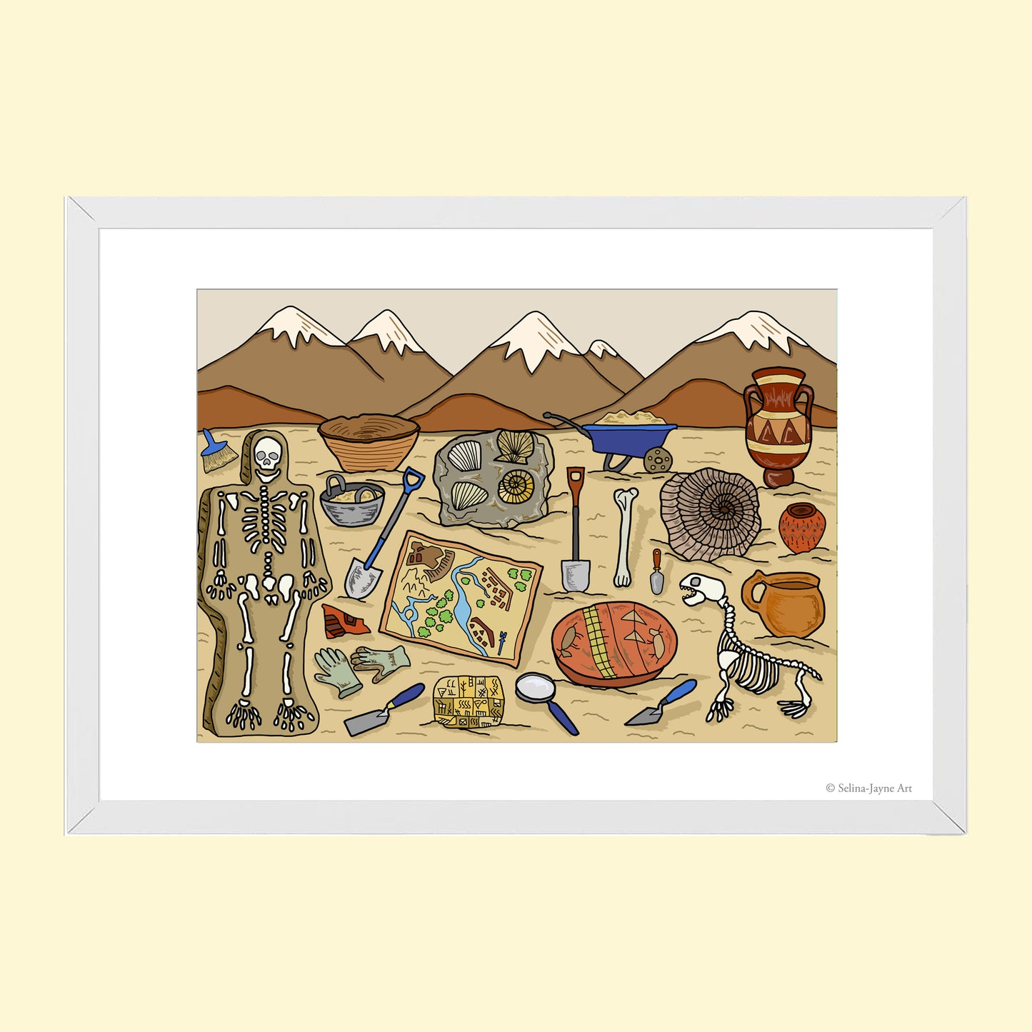 Archaeology Limited Edition Framed Fine Art Print by Selina-Jayne in White Frame - Archaeologists at Work Giclée Wall Art