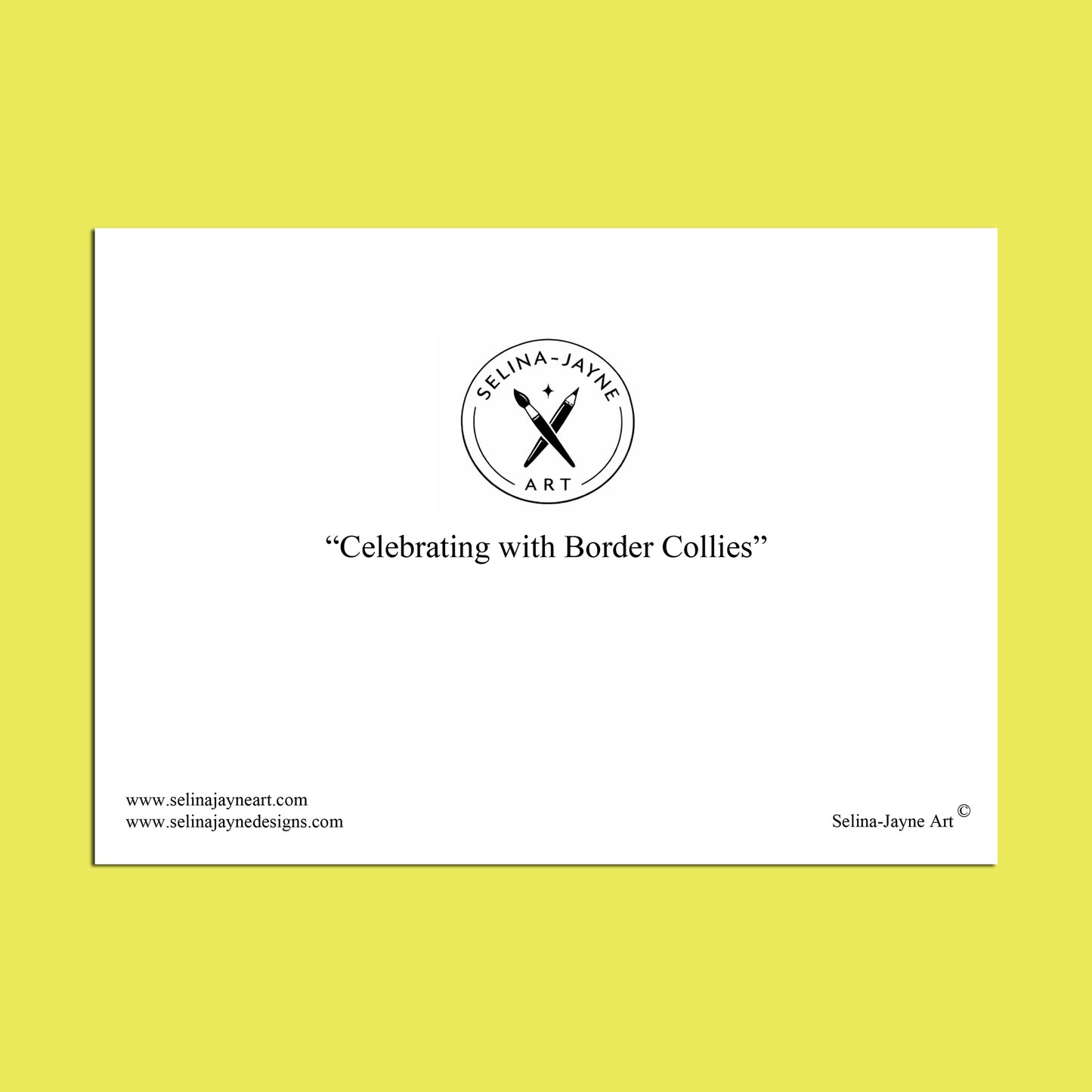 Back of Border Collie Birthday Card by Selina-Jayne Art