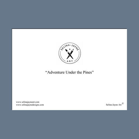 A minimalist art print featuring the text 'The Accountant's Office' centered on a white rectangular card, surrounded by a slate blue border. The design includes the Selina Jayne Art logo and website addresses in the corners.