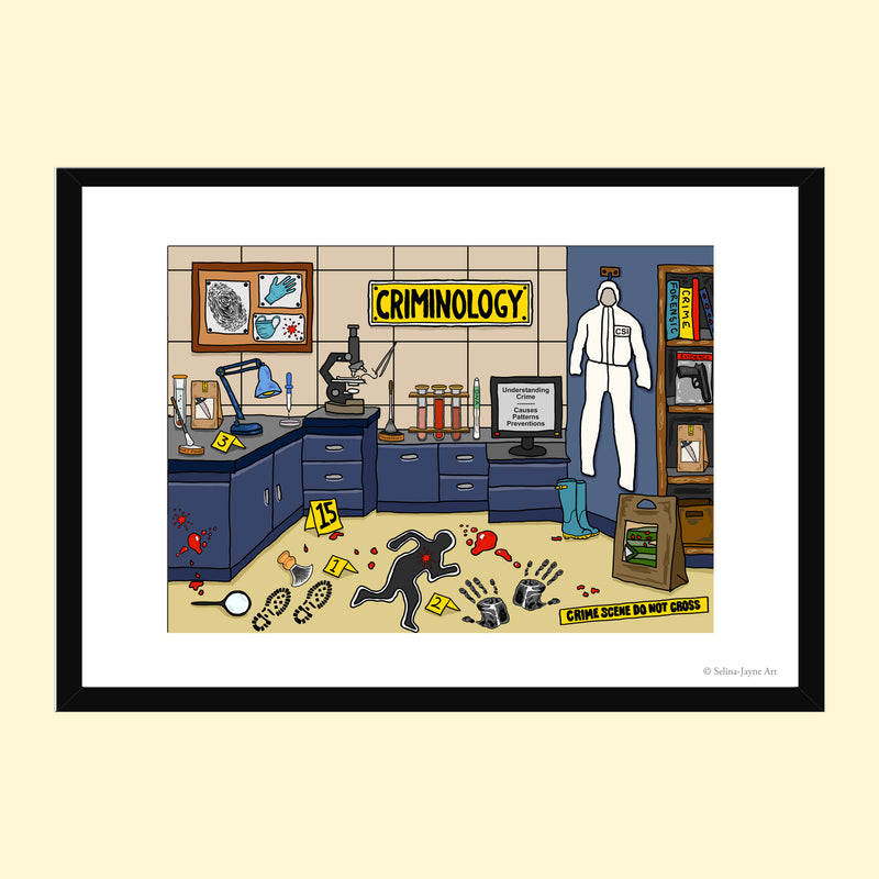 Criminology Limited Edition Framed Fine Art Print by Selina-Jayne in Black Frame - The Criminologist's Lab Giclée Wall Art