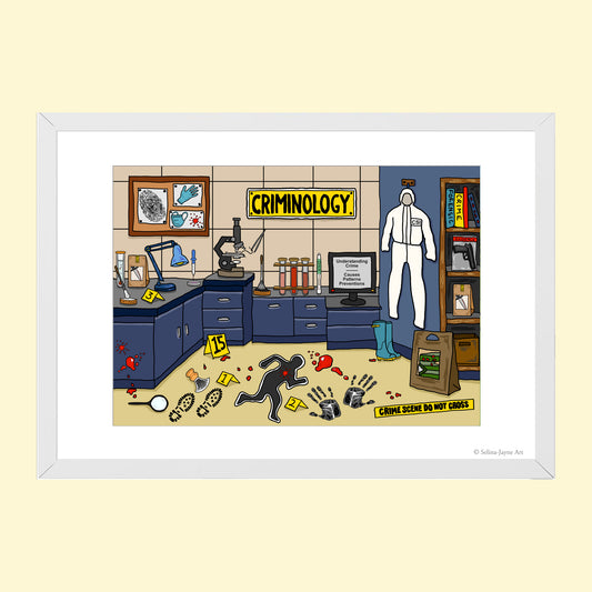Criminology Limited Edition Framed Fine Art Print by Selina-Jayne in White Frame - The Criminologist's Lab Giclée Wall Art