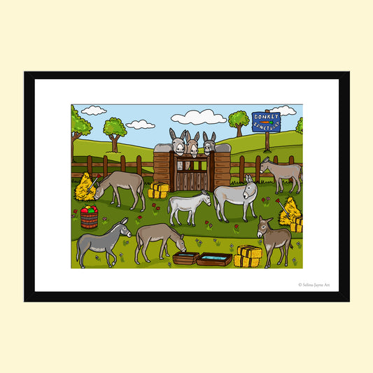 Donkey Limited Edition Framed Fine Art Print by Selina-Jayne in Black Frame - At the Donkey Sanctuary Giclée Wall Art