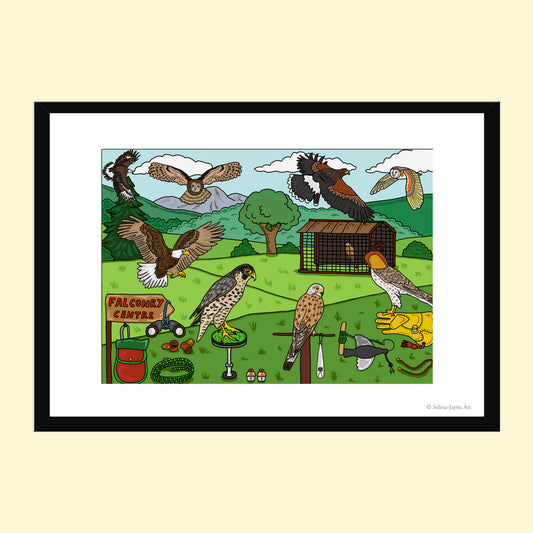 Falconry Limited Edition Framed Fine Art Print by Selina-Jayne in Black Frame - Falconry Beneath an Open Sky Giclée Wall Art