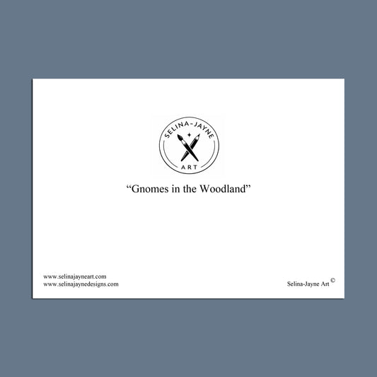 White card with 'Selina-Jayne Art' logo and text on a blue background