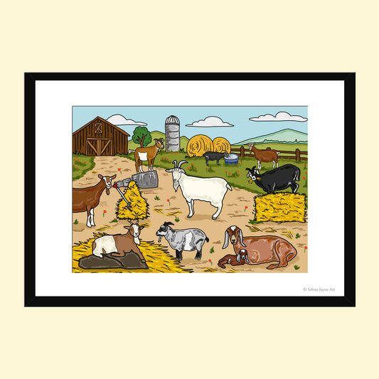 Goats Limited Edition Framed Fine Art Print by Selina-Jayne in Black Frame - Where the Goats Roam Giclée Wall Art