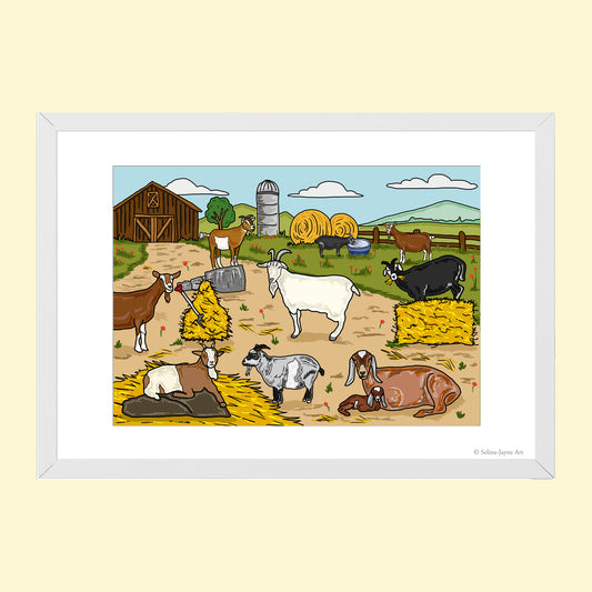 Goats Limited Edition Framed Fine Art Print by Selina-Jayne in White Frame - Where the Goats Roam Giclée Wall Art
