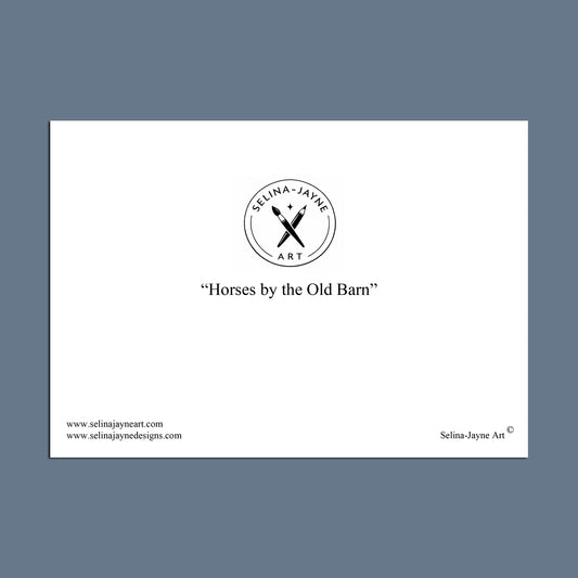 White card with 'Selina-Jayne Art' logo and text on a blue background