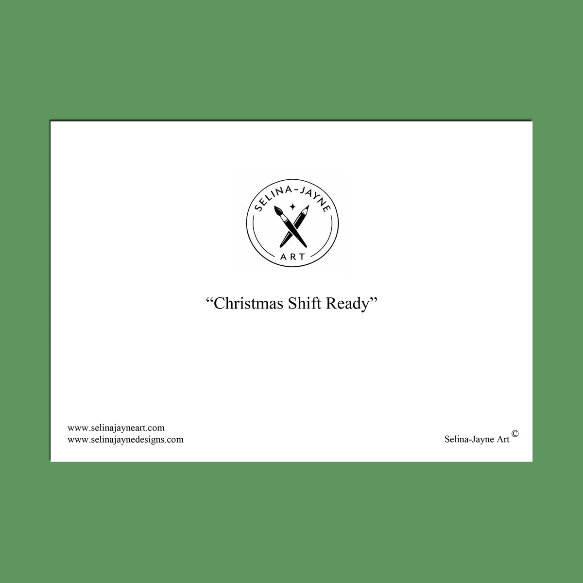 A minimalist art print featuring the text 'The Accountant's Office' centered on a white rectangular card, surrounded by a slate blue border. The design includes the Selina Jayne Art logo and website addresses in the corners.