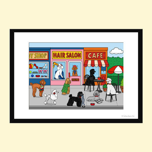 Poodle Dogs Limited Edition Framed Fine Art Print by Selina-Jayne in Black Frame - The Poodle Promenade Giclée Wall Art