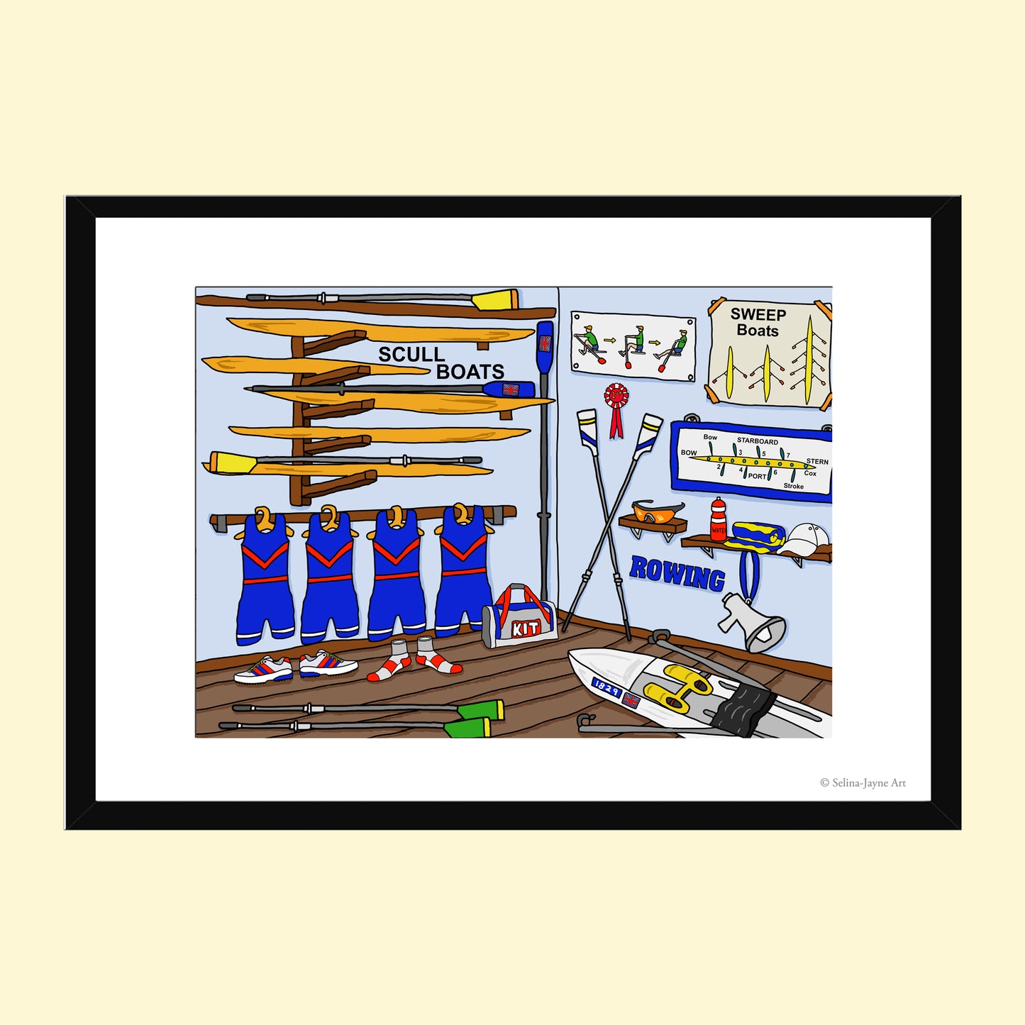 Art Print by Selina-Jayne in Black Frame - Inside the Boathouse Giclée Wall Art